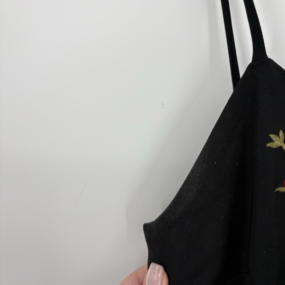 Vintage 90s Y2K Slip Dress 6 Whimsigoth Floral Embroidered Dark Fairy Bias Midi - Picture 7 of 11